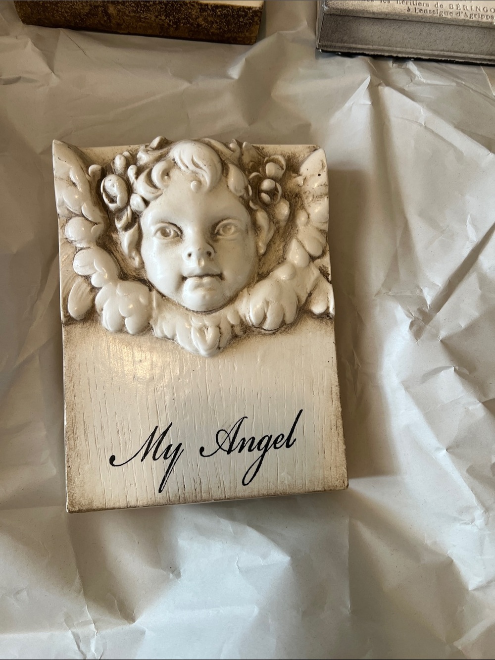 Sid Dickens "My Angel" Plaque in Cream and White